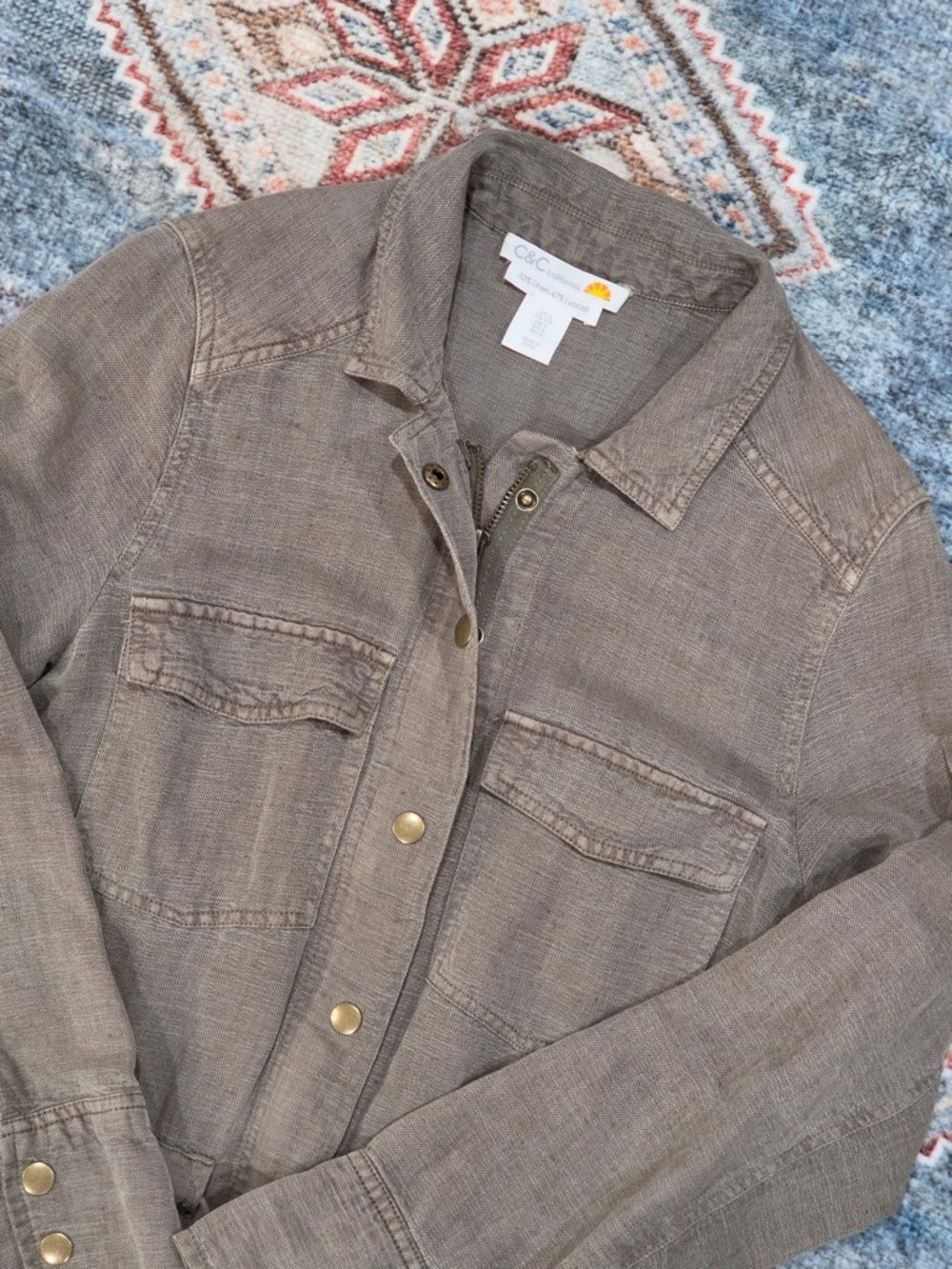 C&C California Olive Linen Blend Shirt‎